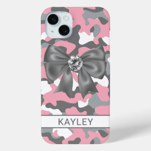 Coque Case-Mate iPhone Camouflage Personnalisé Rose Gris Brillante