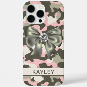 Coque iPhone 16 Pro Max Camouflage Personnalisé Rose Vert Brillante