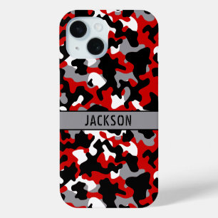 Coque Case-Mate iPhone Camouflage personnalisé rouge et noir