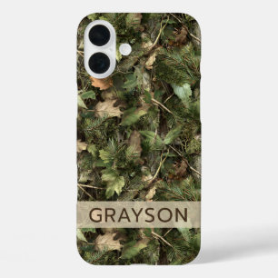 Coque Pour iPhone 16 Plus Camouflage Pins et Feuilles Personnalisé