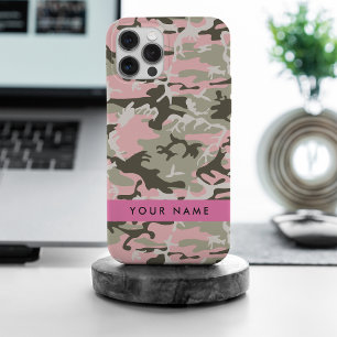 Coque Case-Mate iPhone Camouflage rose et vert Votre nom Personnalisez