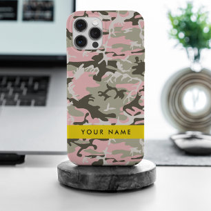 Coque Case-Mate iPhone Camouflage rose et vert Votre nom Personnalisez