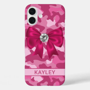 Coque Pour iPhone 16 Plus Camouflage Rose Pailleté Personnalisé