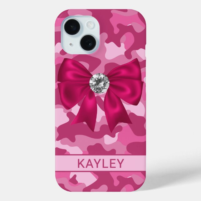 Coques Case-Mate iPhone Camouflage Rose Pailleté Personnalisé (Verso)