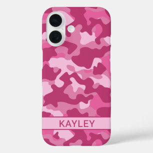 Coque Pour iPhone 16 Camouflage Rose Personnalisé