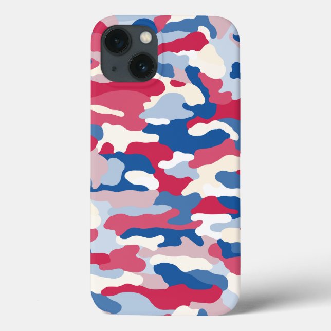 Coques Case-Mate iPhone Camouflage rouge blanc et bleu (Verso)