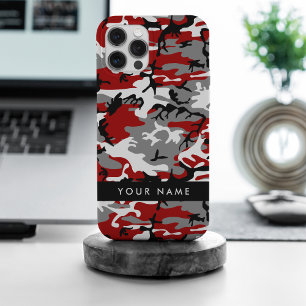 Coque Case-Mate iPhone Camouflage rouge et gris Votre nom Personnaliser