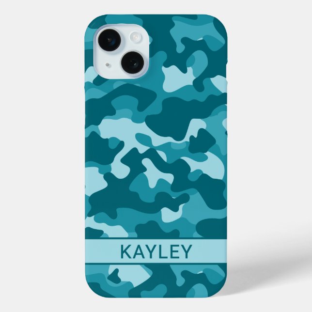 Coques Case-Mate iPhone Camouflage sarcelle personnalisé (Verso)