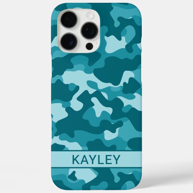 Coques Case-Mate iPhone Camouflage sarcelle personnalisé (Verso)