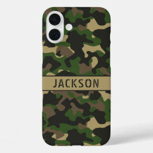 Coque Pour iPhone 16 Plus Camouflage Vert Marron Personnalisé