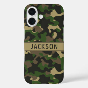 Coque Pour iPhone 16 Camouflage Vert Marron Personnalisé