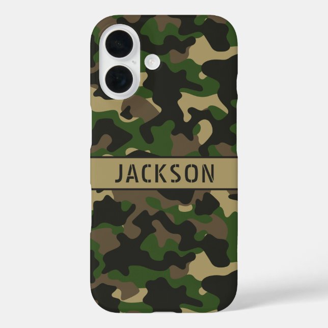 Coques Case-Mate iPhone Camouflage Vert Marron Personnalisé (Verso)