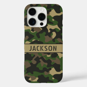 Coque iPhone 16 Pro Camouflage Vert Marron Personnalisé