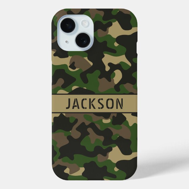 Coques Case-Mate iPhone Camouflage Vert Marron Personnalisé (Verso)