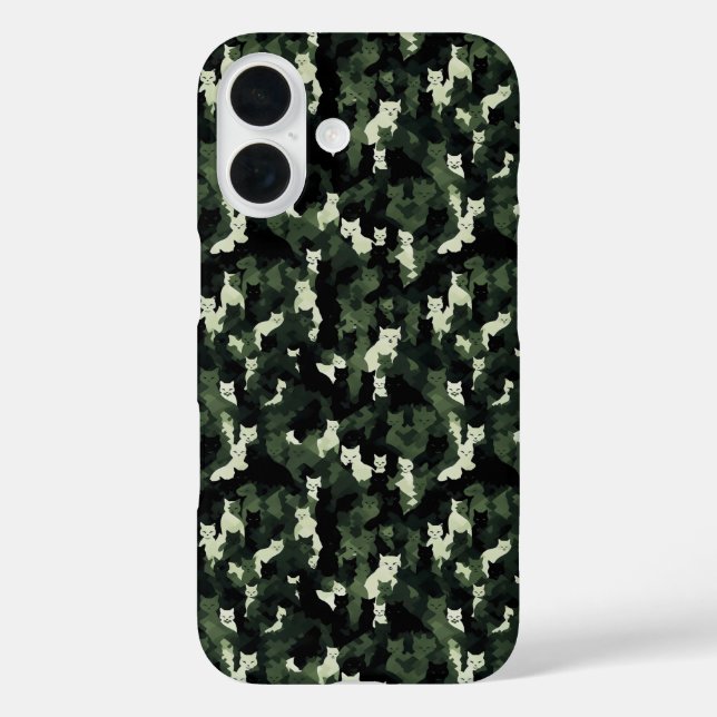 Coques Case-Mate iPhone Camouflage vert Motif Chat (Verso)
