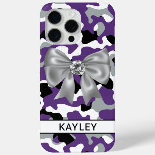 Coque Case-Mate iPhone Camouflage Violet Noir Personnalisé Brillamment