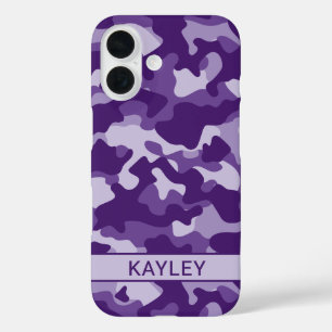 Coque Pour iPhone 16 Camouflage Violet Personnalisé