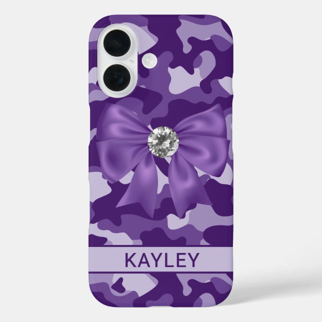 Coques Case-Mate iPhone Camouflage Violet Personnalisé Brillante (Verso)