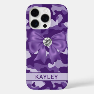 Coque iPhone 16 Pro Camouflage Violet Personnalisé Brillante
