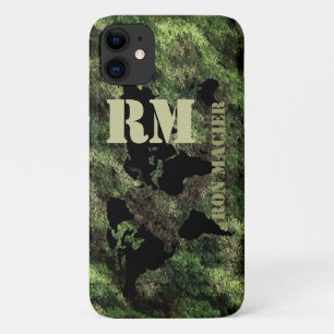Coque iPhone 11 camouflaged military world map name