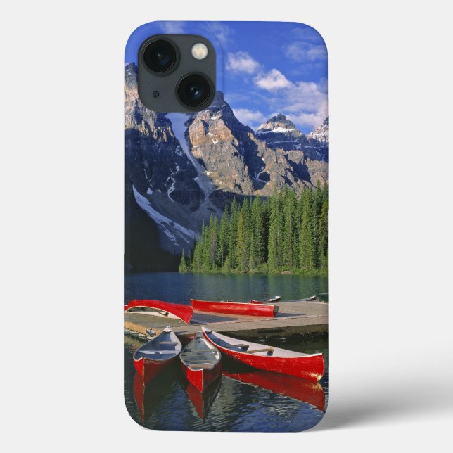 Coques Case-Mate iPhone Canada, Alberta, Moraine Lake. Des pirogues rouges (Verso)