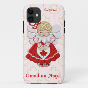 Coque iPhone 11 Canadian Angel and Maple Leaf - Personnaliser