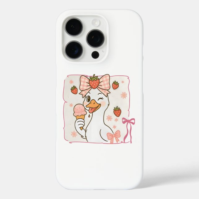Coques Case-Mate iPhone Canard Kawaii avec crème glacée fraise (Verso)