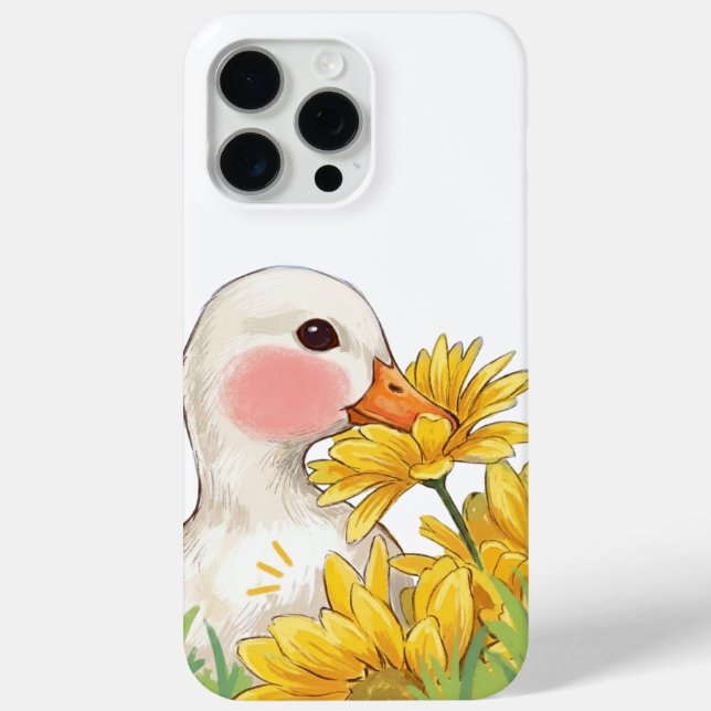 Coques Case-Mate iPhone Canard Mignon Kawaii avec Fleurs Jaunes Pastel iPh (Verso)