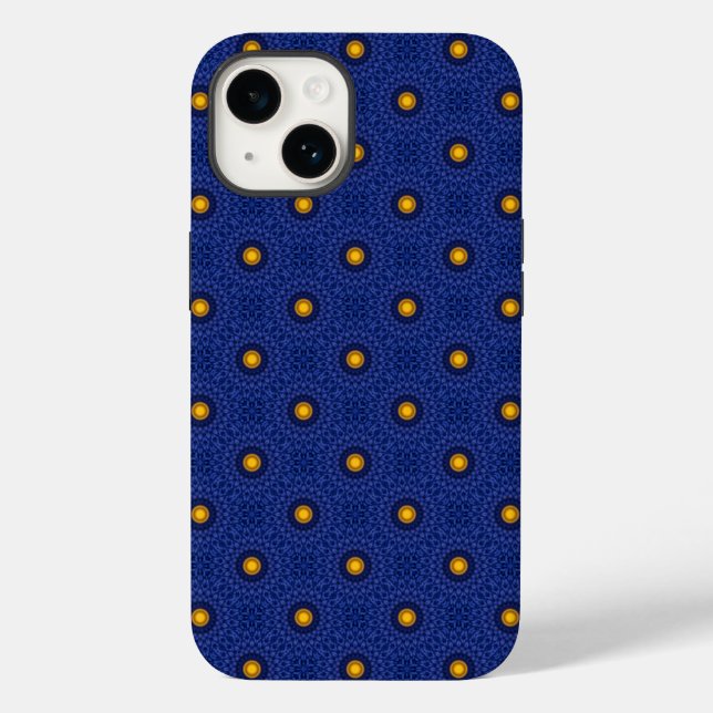 Coques Case-Mate iPhone Canard sur fond bleu avec kaléidoscope jaune (Verso)