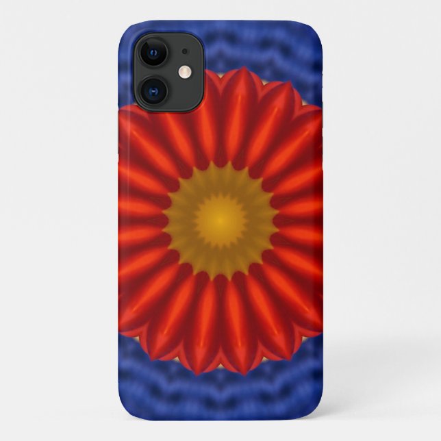 Coques Case-Mate iPhone Canard sur fond bleu avec kaléidoscope rouge (Dos)