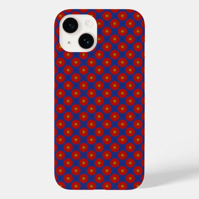 Coques Case-Mate iPhone Canard sur fond bleu avec kaléidoscope rouge (Verso)