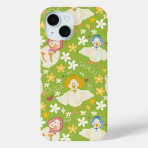 Coque Case-Mate iPhone Canard vert mignon & motif sans couture de fleur d