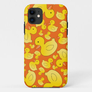 Coque iPhone 11 Canards en caoutchouc orange mignons
