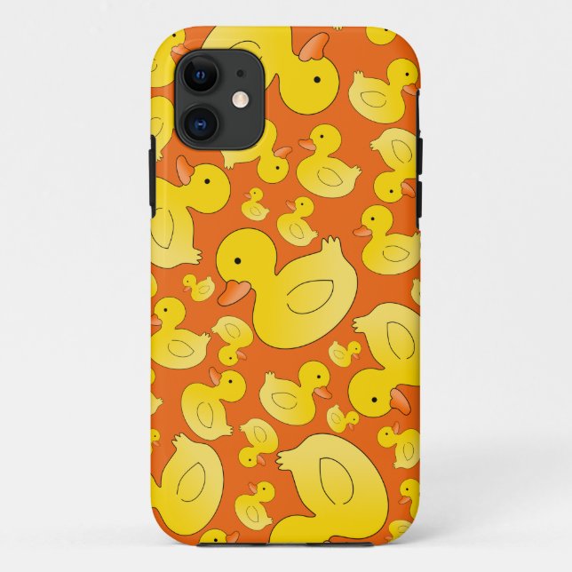 Coques Case-Mate iPhone Canards en caoutchouc orange mignons (Dos)