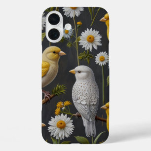 Coque Pour iPhone 16 Plus Canaries dans une prairie Fleur sauvage