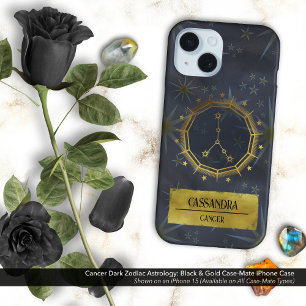 Coque Pour iPhone 16 Cancer Dark Zodiac Astrologie : Noir & Or