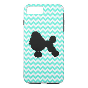 Coques Pour iPhone Caniche Au Chevron Bleu Léger