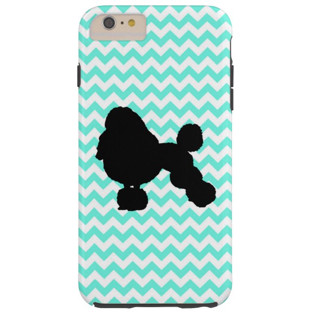 Coques Case-Mate iPhone Caniche avec Chevron bleu-clair (Dos)