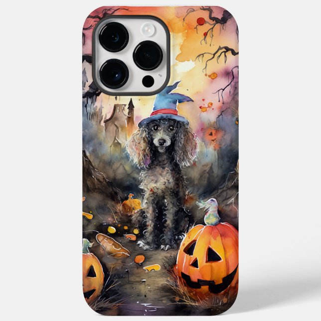Coques Case-Mate iPhone Caniche D'Halloween Avec Peur Citrouille (Verso)