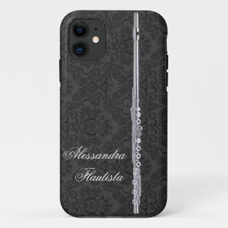 Case-Mate iPhone Case Cannelure argentée sur la damassé noire