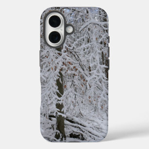 Coque Pour iPhone 16 Canopée de bouleau enneigée