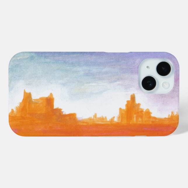 Coques Case-Mate iPhone Canyon Paysage Orange bleu peinture Abstraite art (Verso (horizontal))