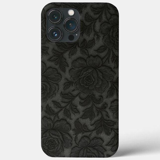 Coques Case-Mate iPhone CAPA PARA  CELULAR Renda floral em preto desing (Verso)