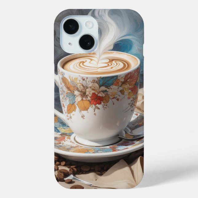 Coques Case-Mate iPhone Cappuccino avec grain de café (Verso)