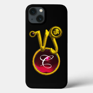 COQUE Case-Mate iPhone CAPRICORN GOLD ZODIAC SIGNE ROUGE RUBY MONOGRAMME