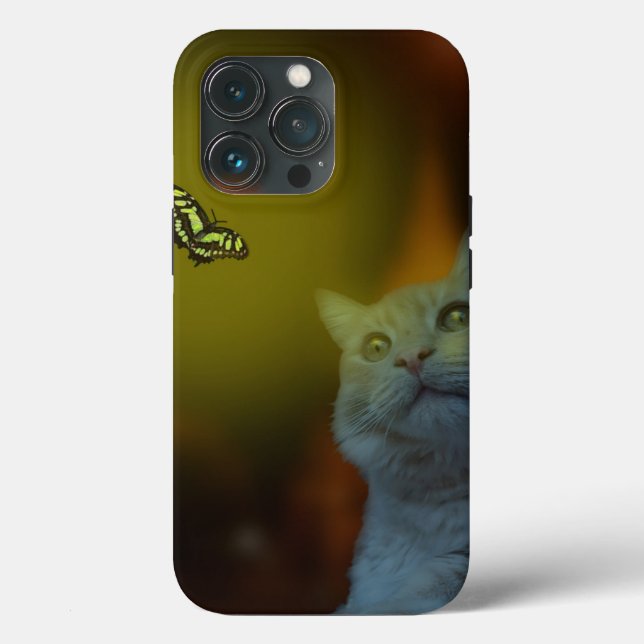 Coques Case-Mate iPhone Captivé par la beauté : Chat Mesmerisé par Papillo (Verso)