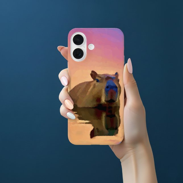 Coques Case-Mate iPhone Capybara émergeant d'un plan d'eau paisible (Créateur téléchargé)