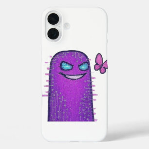 Coque Pour iPhone 16 Plus Caractère numérique avec papillon néon Cyberpunk
