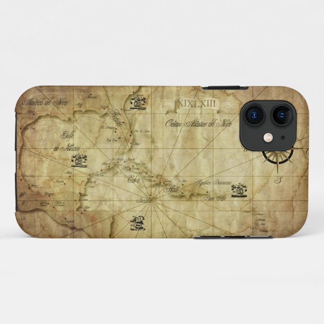 Coques Case-Mate iPhone Caraïbes - ancienne carte... (Dos (Horizontal))