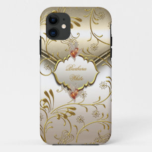 Coque Case-Mate iPhone Caramel Crème Beige Ambre Or Damassé Élégant